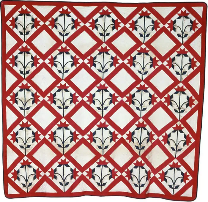 Framed Print : Bedcover (North Carolina Lily Quilt), United States, c. 1850. Creator: Unknown Framed Print : Bedcover (North Carolina Lily Quilt), United States, c. 1850. Creator: Unknown