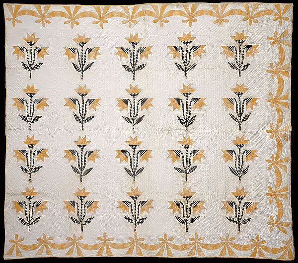 Bedcover (North Carolina Lily or Virginia Lily Quilt), United States, c.1840. Creator: Unknown