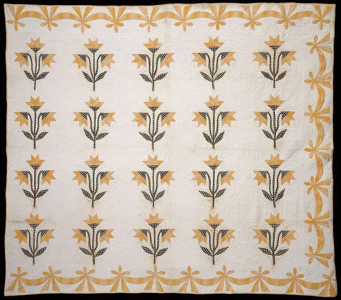 Framed Print : Bedcover (North Carolina Lily or Virginia Lily Quilt), United States, c.1840. Creator: Unknown Framed Print : Bedcover (North Carolina Lily or Virginia Lily Quilt), United States, c.1840. Creator: Unknown