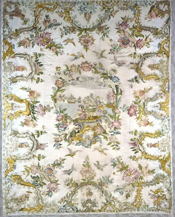 Framed Print : Bedcover Showing the Landing of Columbus, Italy, 1750 / 1800. Creator: Unknown Framed Print : Bedcover Showing the Landing of Columbus, Italy, 1750 / 1800. Creator: Unknown