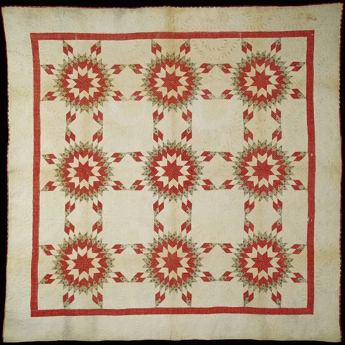Framed Print : Bedcover (Sunburst Quilt), United States, c. 1850. Creator: Unknown Framed Print : Bedcover (Sunburst Quilt), United States, c. 1850. Creator: Unknown