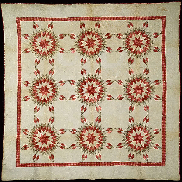 Bedcover (Sunburst Quilt), United States, c. 1850. Creator: Unknown
