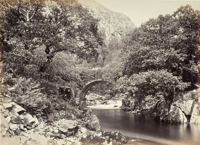 Framed Print : Beddgelert, Pont Aberglaslyn, From Below Bridge, No. 2. (517), Printed 1860 circa. Creator: Francis Bedford Framed Print : Beddgelert, Pont Aberglaslyn, From Below Bridge, No. 2. (517), Printed 1860 circa. Creator: Francis Bedford