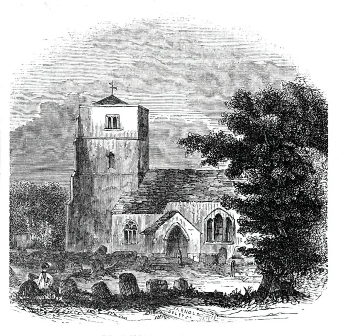 Framed Print : Beddington Church, 1844. Creator: Unknown Framed Print : Beddington Church, 1844. Creator: Unknown