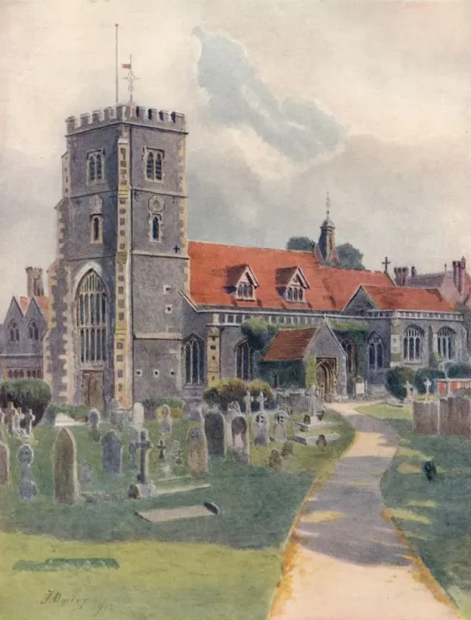 Framed Print : Beddington Church, 1912, (1914). Artist: Jamess Ogilvy