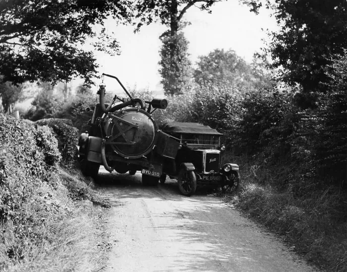 Framed Print : Bedford truck with Jowett, 1920s Framed Print : Bedford truck with Jowett, 1920s