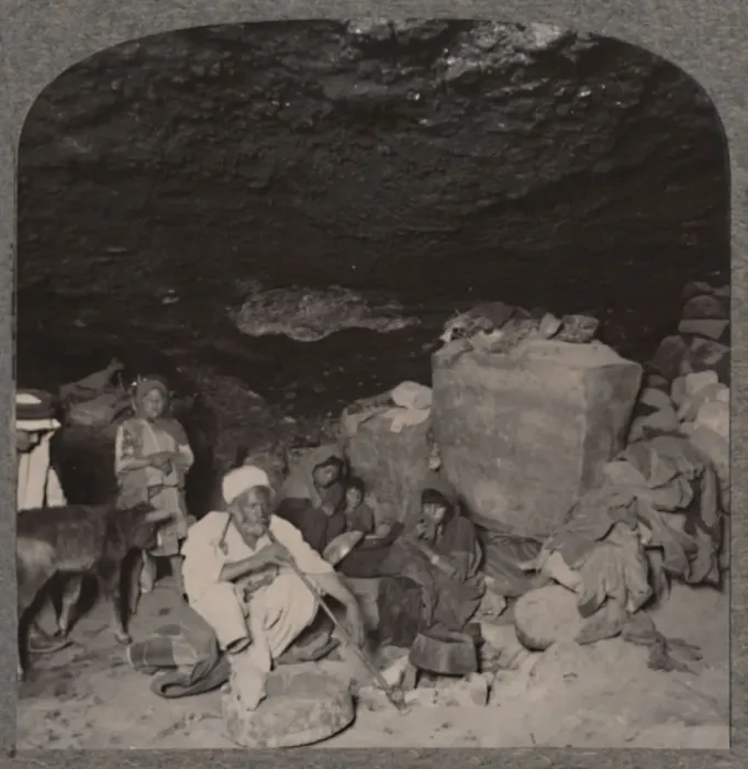 Framed Print : Bedouin cave-dwellers in their caves, c1900 Framed Print : Bedouin cave-dwellers in their caves, c1900
