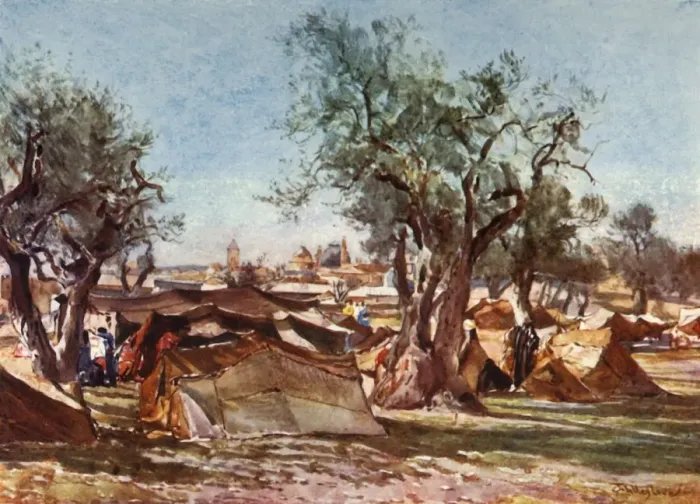 Framed Print : Bedouin Encampment Outside the North Wall of Jerusalem, 1902. Creator: John Fulleylove Framed Print : Bedouin Encampment Outside the North Wall of Jerusalem, 1902. Creator: John Fulleylove