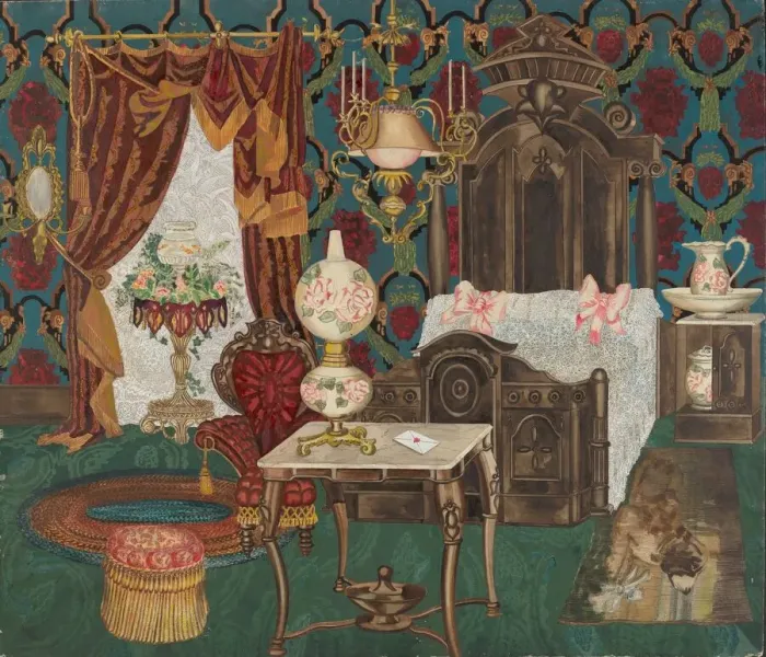 Framed Print : Bedroom, 1882, 1935 / 1942. Creator: Perkins Harnly Framed Print : Bedroom, 1882, 1935 / 1942. Creator: Perkins Harnly