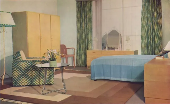 Framed Print : A bedroom designed by Miss P. E. Humphries, 1936 Framed Print : A bedroom designed by Miss P. E. Humphries, 1936