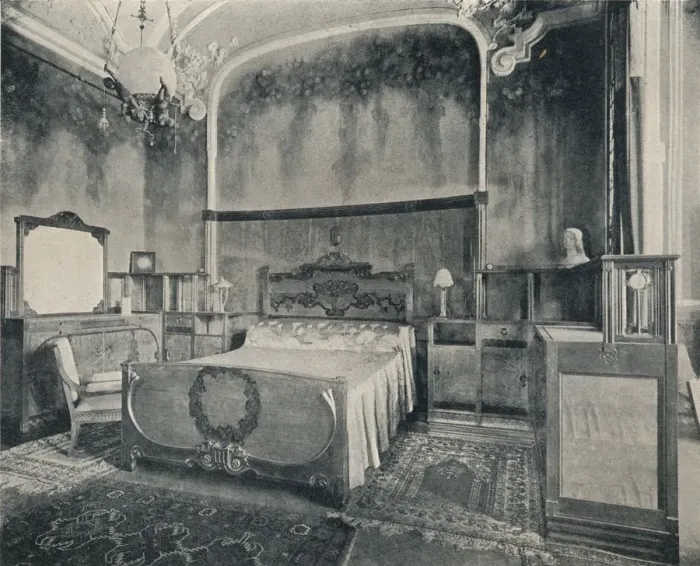 Framed Print : Bedroom with Furniture in Walnut and Citron Wood, 1915. Artists: Eugenio Quarti, Unknown Framed Print : Bedroom with Furniture in Walnut and Citron Wood, 1915. Artists: Eugenio Quarti, Unknown