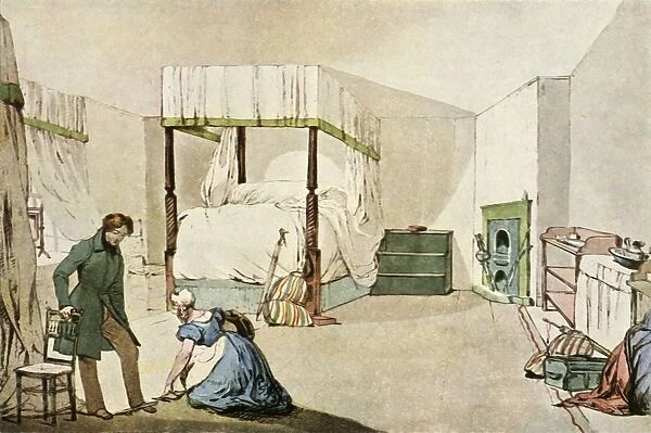A Bedroom at an Inn, 1830, (1943). Creator: Eugene Louis Lami