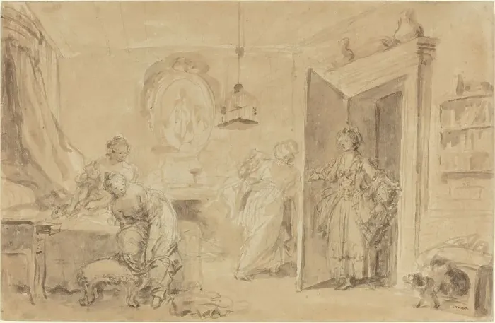 Framed Print : The Bedroom (Le Coucher or Ma Chemise brule). Creator: Jean-Honore Fragonard Framed Print : The Bedroom (Le Coucher or Ma Chemise brule). Creator: Jean-Honore Fragonard