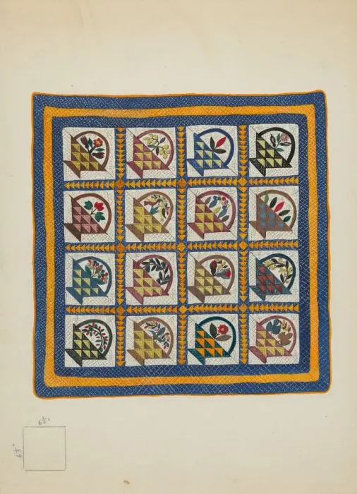 Framed Print : Bedspread, 1936. Creator: Irene Schaefer Framed Print : Bedspread, 1936. Creator: Irene Schaefer