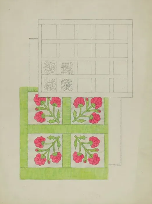 Framed Print : Bedspread, c. 1936. Creator: Floyd R. Sharp Framed Print : Bedspread, c. 1936. Creator: Floyd R. Sharp