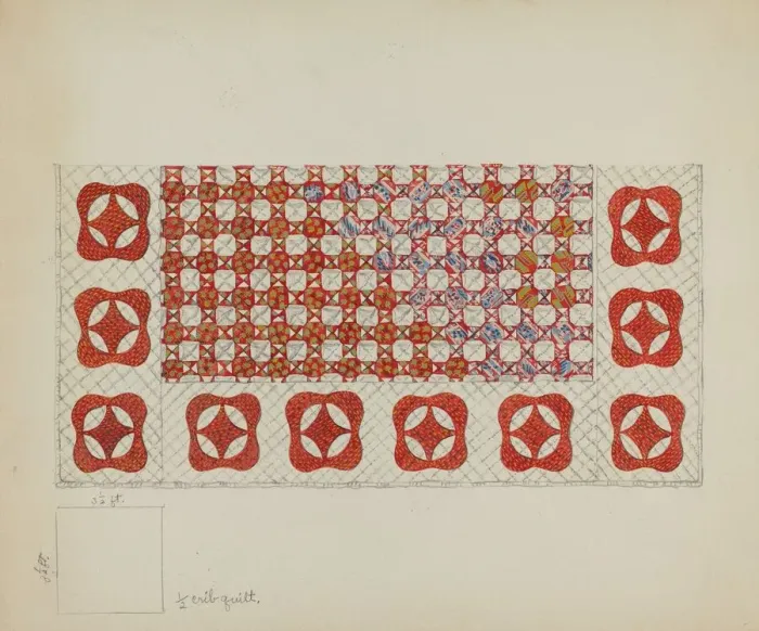 Framed Print : Bedspread, c. 1936. Creator: Irene Schaefer Framed Print : Bedspread, c. 1936. Creator: Irene Schaefer