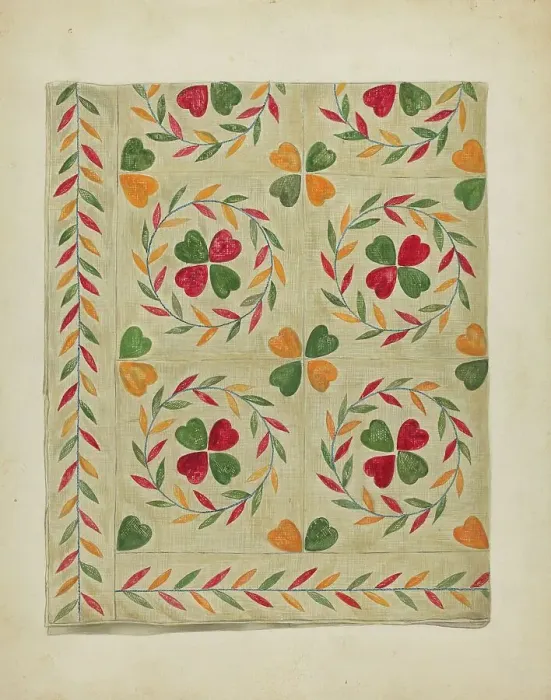 Framed Print : Bedspread, c. 1936. Creator: Mary Berner Framed Print : Bedspread, c. 1936. Creator: Mary Berner