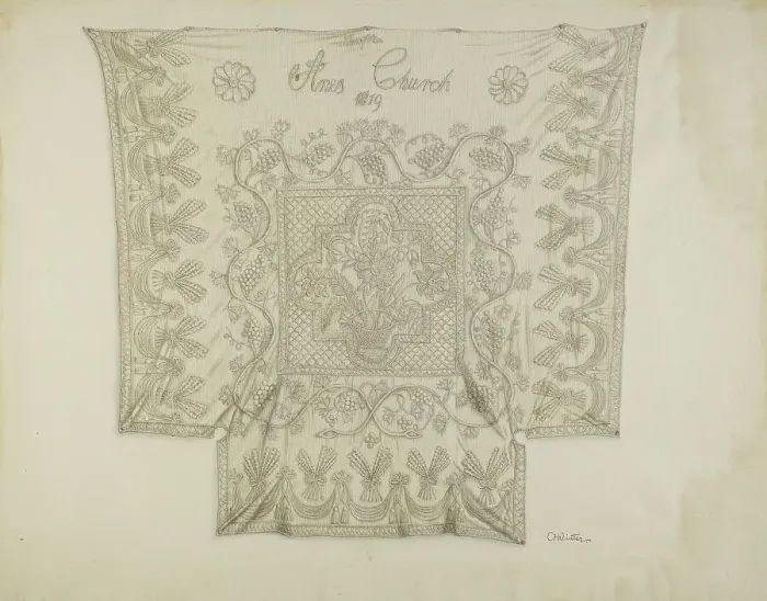 Framed Print : Bedspread, c. 1938. Creator: Charlotte Winter Framed Print : Bedspread, c. 1938. Creator: Charlotte Winter