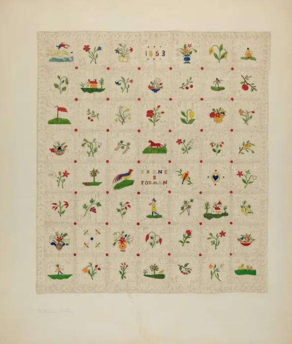 Framed Print : Bedspread, c. 1940. Creator: Catherine Fowler Framed Print : Bedspread, c. 1940. Creator: Catherine Fowler