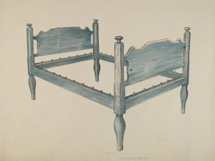 Framed Print : Bedstead, 1935 / 1942. Creator: Robert Gilson Framed Print : Bedstead, 1935 / 1942. Creator: Robert Gilson