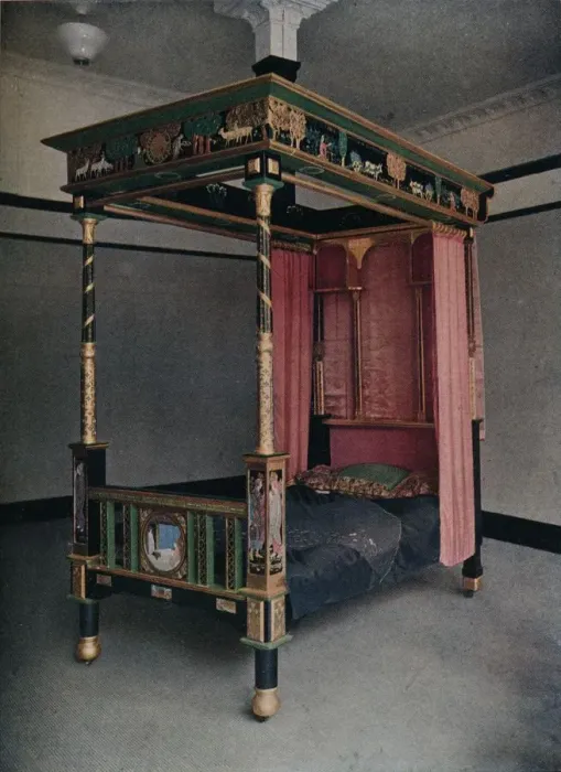 Framed Print : Bedstead decorated by Jessie Bayes, c1913 Framed Print : Bedstead decorated by Jessie Bayes, c1913
