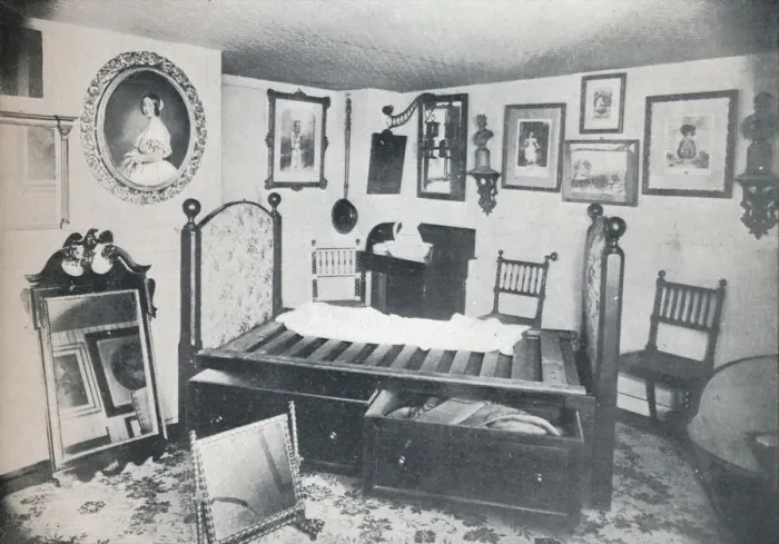 Framed Print : Bedstead and Furniture of the Room Occupied by Princess Victoria at Broadstairs, c1899, (1901). Artist: Swaine & Co Framed Print : Bedstead and Furniture of the Room Occupied by Princess Victoria at Broadstairs, c1899, (1901). Artist: Swaine & Co