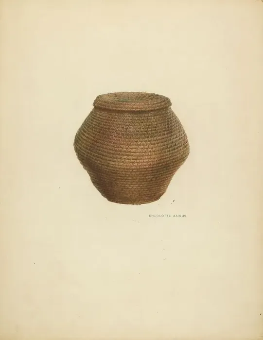Framed Print : Bee Basket and Cover, c. 1938. Creator: Charlotte Angus Framed Print : Bee Basket and Cover, c. 1938. Creator: Charlotte Angus