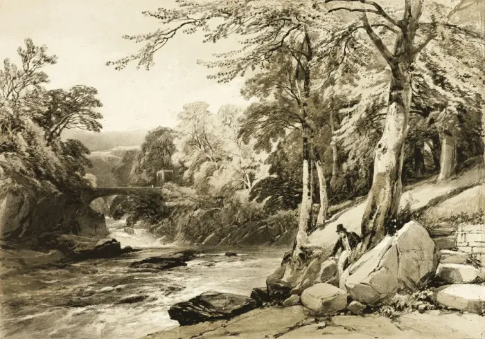 Framed Print : Beech and Ash on the Greta, from The Park and the Forest, 1841