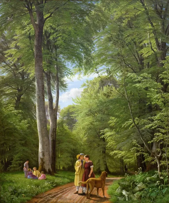 Framed Print : A Beech Wood in May near Iselingen Manor, Zealand, 1857. Creator: Peter Christian Thamsen Skovgaard Framed Print : A Beech Wood in May near Iselingen Manor, Zealand, 1857. Creator: Peter Christian Thamsen Skovgaard