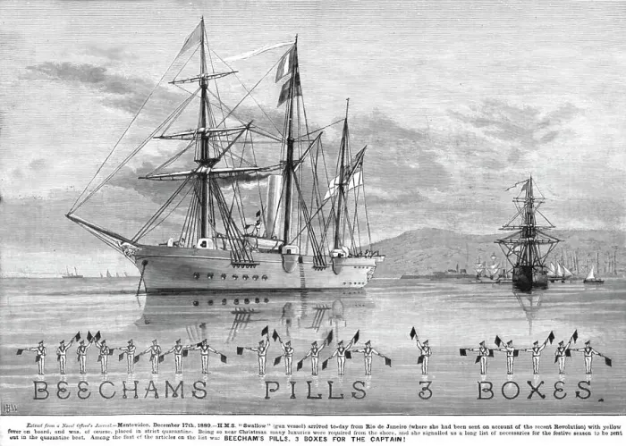 Framed Print : BEECHAMS PILLS 3 BOXES for the Captain H.M.S.Swallow at Montevideo December 17th 1889, 1890. Creator: Unknown Framed Print : BEECHAMS PILLS 3 BOXES for the Captain H.M.S.Swallow at Montevideo December 17th 1889, 1890. Creator: Unknown