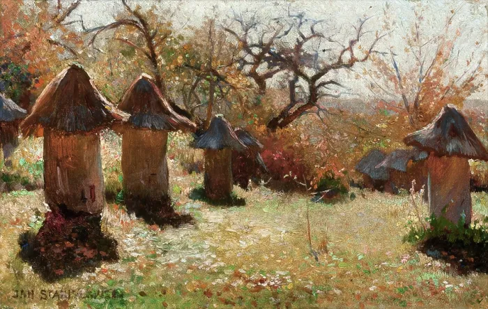 Framed Print : Beehives in the Ukraine, 1895. Creator: Jan Stanislawski Framed Print : Beehives in the Ukraine, 1895. Creator: Jan Stanislawski