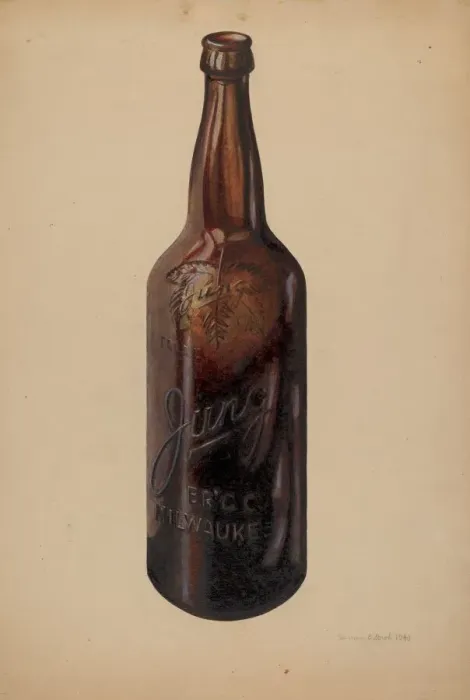 Framed Print : Beer Bottle, 1940. Creator: Herman O. Stroh Framed Print : Beer Bottle, 1940. Creator: Herman O. Stroh