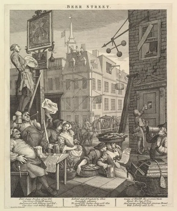 Framed Print : Beer Street, February 4, 1751. Creator: William Hogarth Framed Print : Beer Street, February 4, 1751. Creator: William Hogarth