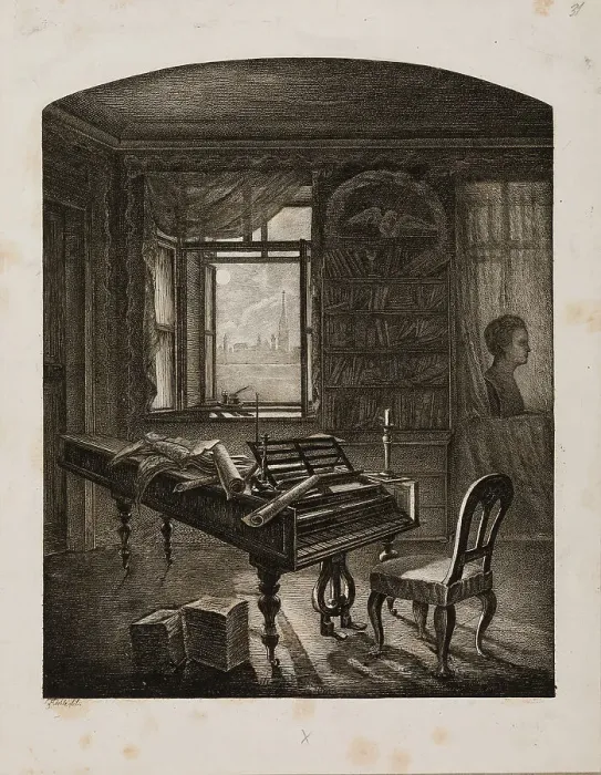 Framed Print : Beethoven's death room in the Schwarzspanierhaus in Vienna, 1827. Creator: Hoechle, Johann Nepomuk (1790-1835). Beethoven's death room in the Schwarzspanierhaus in Vienna, 1827. Creator: Hoechle, Johann Nepomuk (1790-1835) Framed Print : Beethoven's death room in the Schwarzspanierhaus in Vienna, 1827. Creator: Hoechle, Johann Nepomuk (1790-1835). Beethoven's death room in the Schwarzspanierhaus in Vienna, 1827. Creator: Hoechle, Johann Nepomuk (1790-1835)