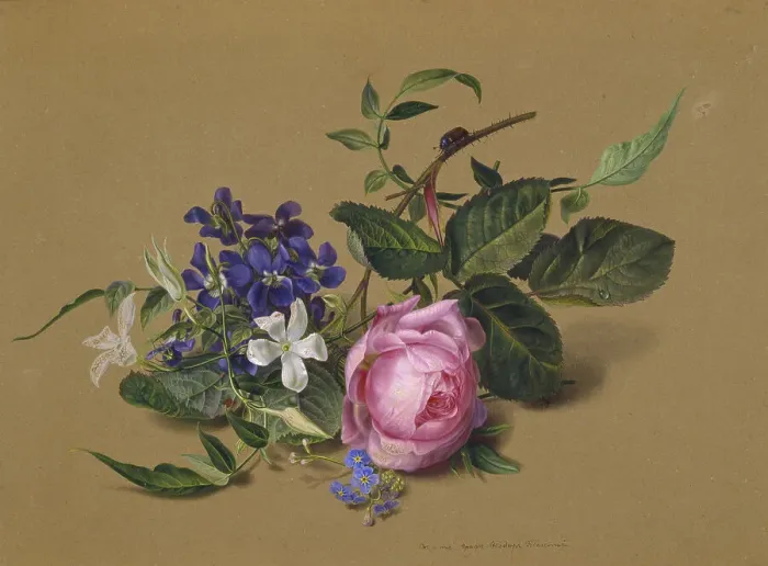 Framed Print : Beetle at the rose branch. Artist: Tolstoy, Fyodor Petrovich (1783-1873) Framed Print : Beetle at the rose branch. Artist: Tolstoy, Fyodor Petrovich (1783-1873)