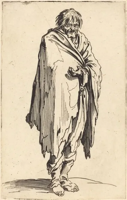 Framed Print : Beggar with Bare Head and Feet, c. 1622. Creator: Jacques Callot Framed Print : Beggar with Bare Head and Feet, c. 1622. Creator: Jacques Callot
