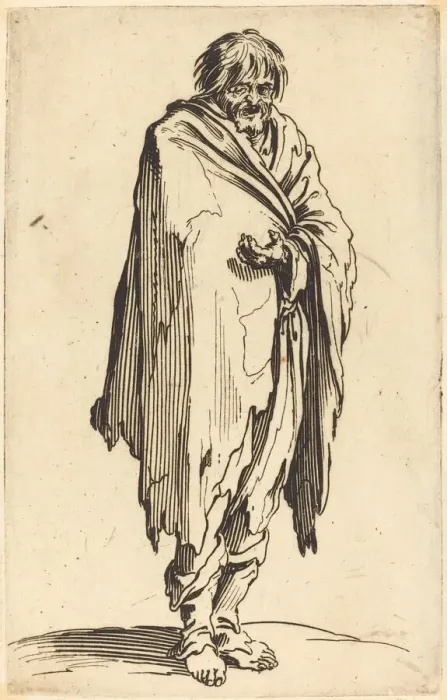 Framed Print : Beggar with Bare Head and Feet, c. 1622. Creator: Jacques Callot Framed Print : Beggar with Bare Head and Feet, c. 1622. Creator: Jacques Callot