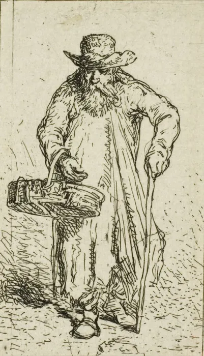 Framed Print : Beggar with Basket, 1844. Creator: Charles Emile Jacque Framed Print : Beggar with Basket, 1844. Creator: Charles Emile Jacque