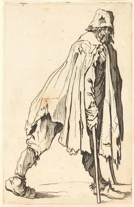 Framed Print : Beggar with Crutches and Cap, c. 1622. Creator: Jacques Callot Framed Print : Beggar with Crutches and Cap, c. 1622. Creator: Jacques Callot