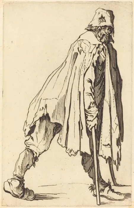 Framed Print : Beggar with Crutches and Cap, c. 1622. Creator: Jacques Callot Framed Print : Beggar with Crutches and Cap, c. 1622. Creator: Jacques Callot