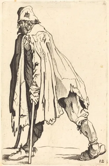 Framed Print : Beggar with Crutches and Cap. Creator: Unknown Framed Print : Beggar with Crutches and Cap. Creator: Unknown
