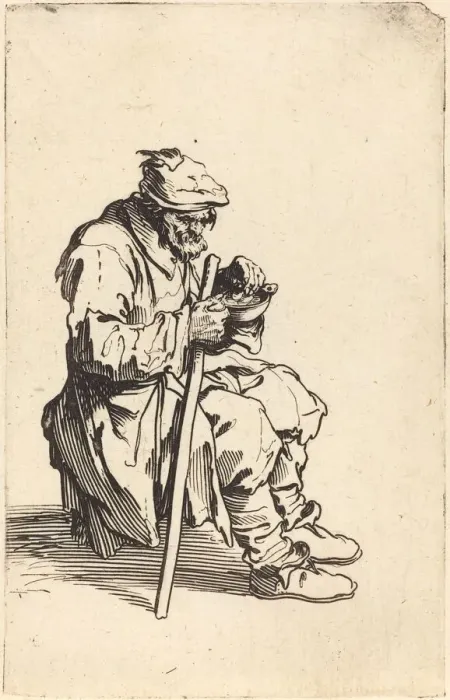 Framed Print : Beggar Eating, c. 1622. Creator: Jacques Callot Framed Print : Beggar Eating, c. 1622. Creator: Jacques Callot