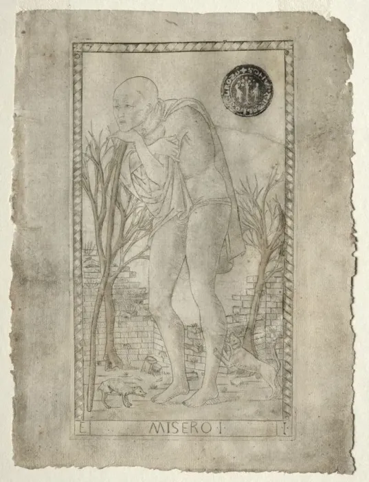 Framed Print : The Beggar (from the Tarocchi, series E: Conditions of Man, #1), before 1467. Creator Framed Print : The Beggar (from the Tarocchi, series E: Conditions of Man, #1), before 1467. Creator