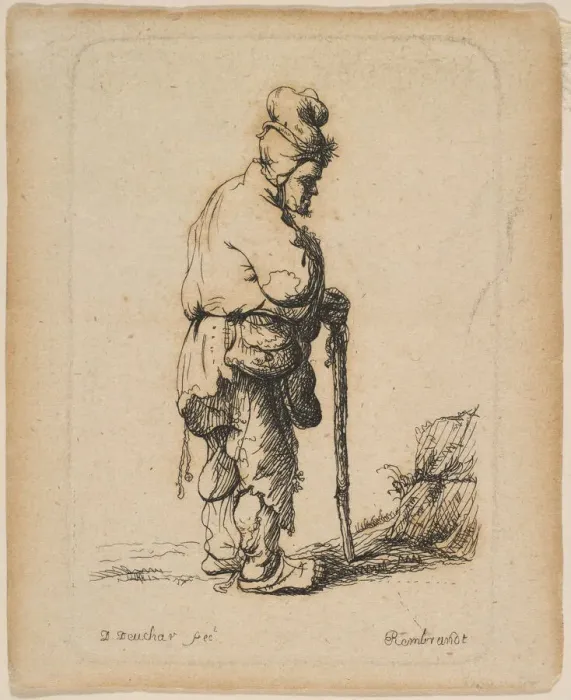 Framed Print : Beggar Leaning on a Stick. n. d. Creator: David Deuchar