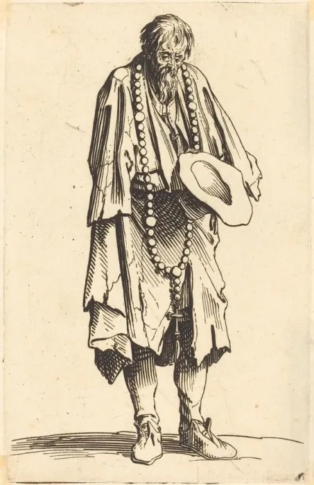 Framed Print : Beggar with Rosary, c. 1622. Creator: Jacques Callot Framed Print : Beggar with Rosary, c. 1622. Creator: Jacques Callot