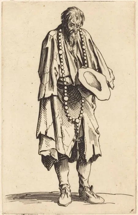 Framed Print : Beggar with Rosary, c. 1622. Creator: Jacques Callot Framed Print : Beggar with Rosary, c. 1622. Creator: Jacques Callot