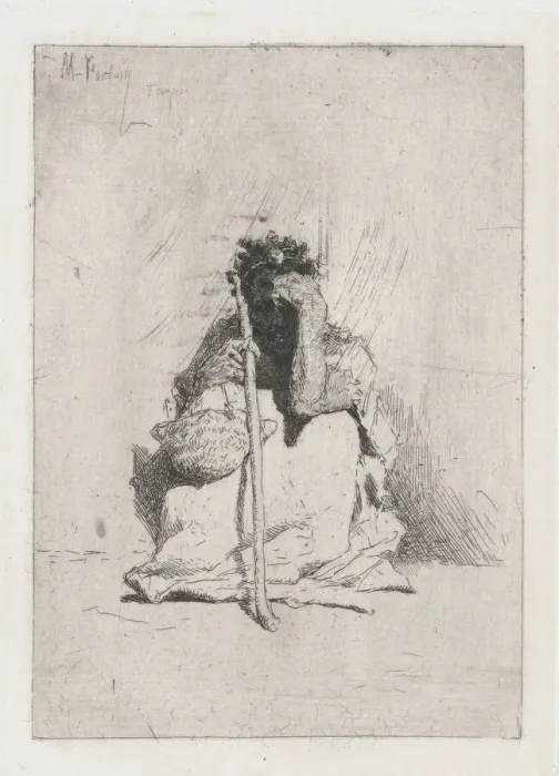 Framed Print : A beggar, seated on the ground holding a stick, ca. 1862. Creator: Mariano Jose Maria Bernardo Fortuny y Carbo Framed Print : A beggar, seated on the ground holding a stick, ca. 1862. Creator: Mariano Jose Maria Bernardo Fortuny y Carbo