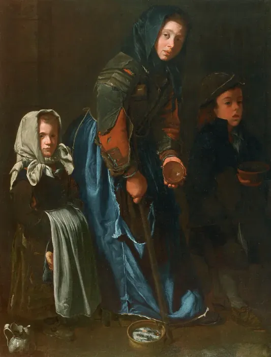 Framed Print : Beggar woman with two children, Last quarter of the 17th century. Creator: Master of Blue Jeans (active around 1675-1700) Framed Print : Beggar woman with two children, Last quarter of the 17th century. Creator: Master of Blue Jeans (active around 1675-1700)