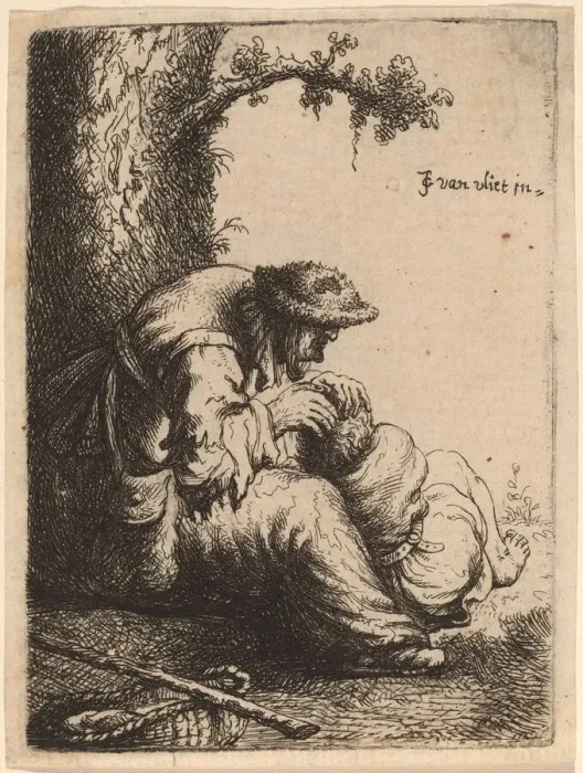 Framed Print : Beggar Woman Fleaing a Boy, 1632. Creator: Jan Georg van Vliet Framed Print : Beggar Woman Fleaing a Boy, 1632. Creator: Jan Georg van Vliet