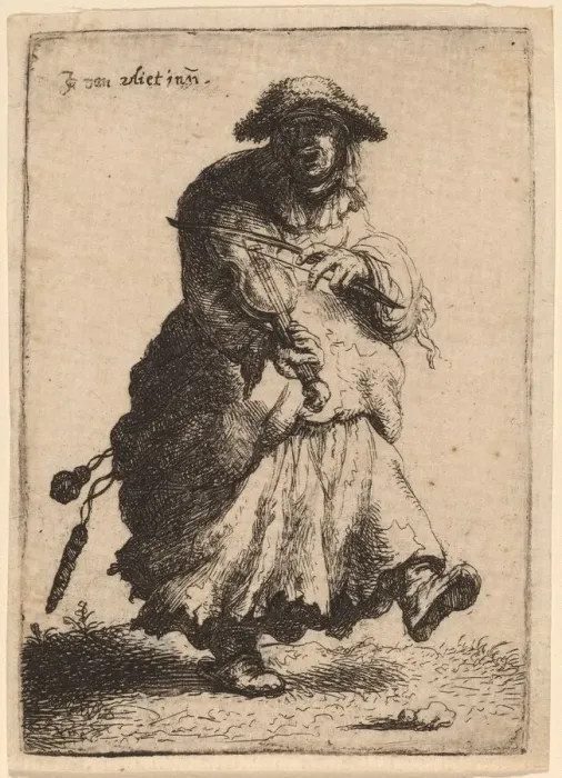 Framed Print : Beggar Woman Playing the Violin, 1632. Creator: Jan Georg van Vliet Framed Print : Beggar Woman Playing the Violin, 1632. Creator: Jan Georg van Vliet